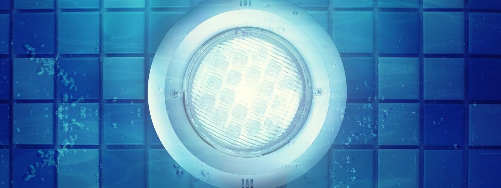 Swimming pool in the glare of floodlights