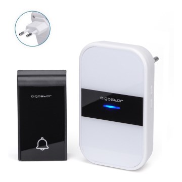Aigostar - Wireless socket doorbell 230V/12V IP44 white/black