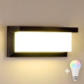 Brilagi - LED RGBW Dimmable Outdoor Wall Light BRICKY 1xE27/15W/230V 2700-6500K IP54 black