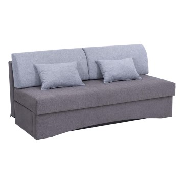 Upholstered folding three-seater sofa for everyday sleeping without armrests PAUL grey